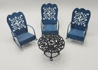 1970s Vintage Miniature Doll House Metal Patio Furniture Rocking Chairs   Table