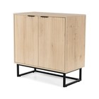 Fluted Sideboard Buffet Cabinet Adjustable Shelves Wooden Credenza