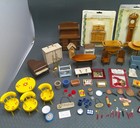 Vintage Lot Dollhouse Miniatures Accessories Furniture Tables Chairs New   Used