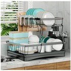 Large Dish Drying Rack For Kitchen Counter detachable Large Capacity Dish Black