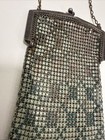 Elkah Enamel Metal Mesh Evening Purse 1950s Floral Kiss Lock Frame Bag Vintage
