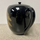 Charming Vintage Asian Black Lacquer Coffee Tea Pot  Gold Embellishment  5    