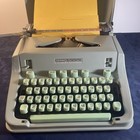Vintage 1967 Hermes 3000 Portable Typewriter - Swiss Made  Sea Foam Green W Case