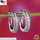 925 Silver gold rose Gold Plated Hoop Earrings For Women Jewelry Simulated Glass