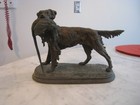Antique Spelter Metal Setter Hunting Dog   Fowl Art Sculpture Jules Moigniez