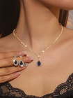 3 Pcs New Women s Silver Plated Zircon Pendant Necklace   Earring Jewelry Set Us