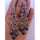 Victorian Antique Rose Cut Cz   Blue Topaz 925 Sterling Silver Victorian Earring