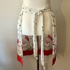 Vtg Handmade Christmas Waist Apron Winking Santa Cotton Retro Holiday Hostess