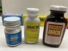 Vintage Lot 3 Anacin Aspirin Plastic Bottle With Box Nos Full Unused 80s 90s