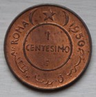 1950 Somalia One Centesimo Copper Coin With Elephant Image
