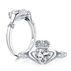 925 Sterling Silver Heart Cut Moissanite Claddagh Ring Irish Celtic Promise Ring
