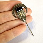Vintage Art Deco Rhinestone   Black Stone Metal Hatpin Stick Pin  Czech