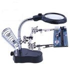 Adjustable Helping Hand With Magnifying Glass  3 5x 12x Silver 