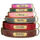 Soft Leather Personalized Dog Collar Id Tag Engraved For Small Medium Large Dogs