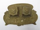 Antique French Art Nouveau Bronze Double Inkwell
