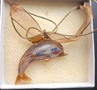 Super Cute Vintage Glass Dolphin Ribbon Necklace