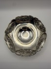 Vintage Ornate Silver Plated Footed Centerpiece Bowl Floral Scalloped Candy Dish