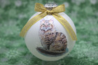 C032 Hand-made Christmas Ornament Cat Kitten - Long Haired Brown Tabby Cat  gold
