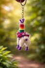 Handmade Colorful Llama Keychain     Cute Boho Animal Keyring Gift