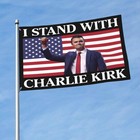 I Stand With Charlie Kirk Banner  Memorial Gardens Courtyard Tapestry 90 60in