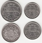 Latvia Km 4  5  6  7 Set 4 Coins  10  20  50 Santimu 1922   1 Lats 1924  Vf-xf 