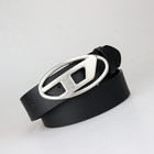 New Genuine Leather D Belt Diesel Metal Buckle Black Jeans Waist Belts Men Women