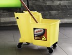 Press Mop Bucket Wringer Combo W  Rubber Caster Wheels Cleaning Cart Commercial