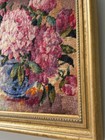 Framed Vintage Needlepoint Piece Peonies In Bloom Flowers