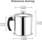 Stainless Steel Grease Container 48 Oz With Strainer Lid For Frying Oil And