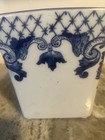 Vtg Blue   White Octagonal Cachepot Chinoiserie Porcelain Planter Pot Floral