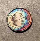      1942 Newfoundland Small Cent     Beautiful Rainbow Toned     King George Vi -au