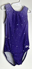 Gk Elite Cl Child Large L Purple White Celestial Print Gymnastics Leotard