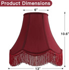 Red Silk Bell Lamp Shades With Petal Edge   Blue Fringe Trim  6 x13 x10 6  spide