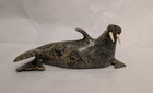 Signed Kelly Etidloie Inuit Sculpture Walrus Abstract Stone Carving 6 5 
