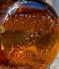 Unusual Antique Apothecary Embossed Amber Glass Jar Armor s Vicoral Chicago 
