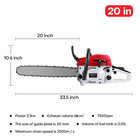 52cc 58cc Gas Powered Chainsaw 22  20   Bar Saw Chain 2-stroke Engine Cut Wood
