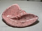 Vintage 1961 Large Pink With Gold Speckels Glazed Ashtray Ceramic 4 Slots 3 Legs