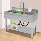 Commercial Sink Stainless Steel Utility Sink Single Bowl Kitchen Sink W  Faucet