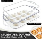 12-cup Silicone Muffin Pan  Metal Frame  Bpa-free  Oven dishwasher Safe