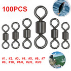 100pcs Rolling Barrel Swivel 104lb Fishing Swivels Solid Ring Size  1