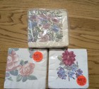 Lot Of 3 Packages Vtg 1990 s Floral Wildflowers Paper Beverage Napkins Nos 
