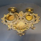 Vintage Victorian Bratt   Sons Ornate Dual Inkwell W  Inserts Desk Set  12 5   