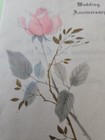 Vtg Greeting Card-  Silver Anniversary  - Pink Rose -used 1965