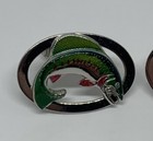 Vintage 1950 s Set Of 2 Silvertone And Enamel Bass Fish Cufflinks Estate Item