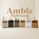 Amble Rustic Nightstand Bedside Table Open Shelf Bedroom Storage Multiple Colors