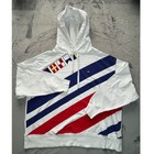 Lauren Ralph Lauren Womens 1x Nautical Signal Flag Striped Hoodie White Red Blue