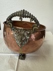 Vintage Copper Cauldron Kettle Pot Hand Hammered Handles Footed Planter Holland