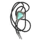 Teardrop Natural Real Turquoise Stone Bolo Tie 40  Adjustable Leather Cord