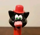 Rare Vintage Pez Dispenser Black Cat Red Derby Hat Variation No Feet Works