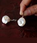 Natural Baroque Pearl Dangle 925 Sterling Silver Earrings   Anniversary Gift 